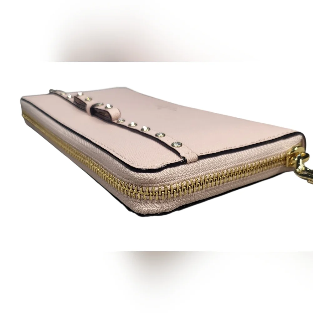 Kate Spade Light Pink Zip Wallet with Rhinestone and Bow